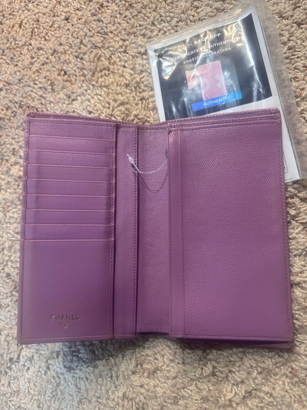 CHANEL Lilac Caviar Leather Long Wallet with Silver CC Snap - Picture 5 of 9